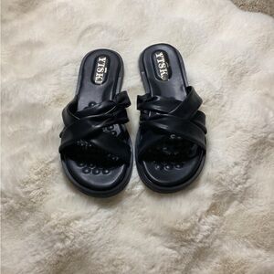 Black Crisscross Slide Sandals New in Box